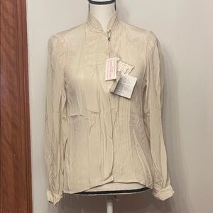 Vintage 100% Silk Elegant Cream Button Down Shirt